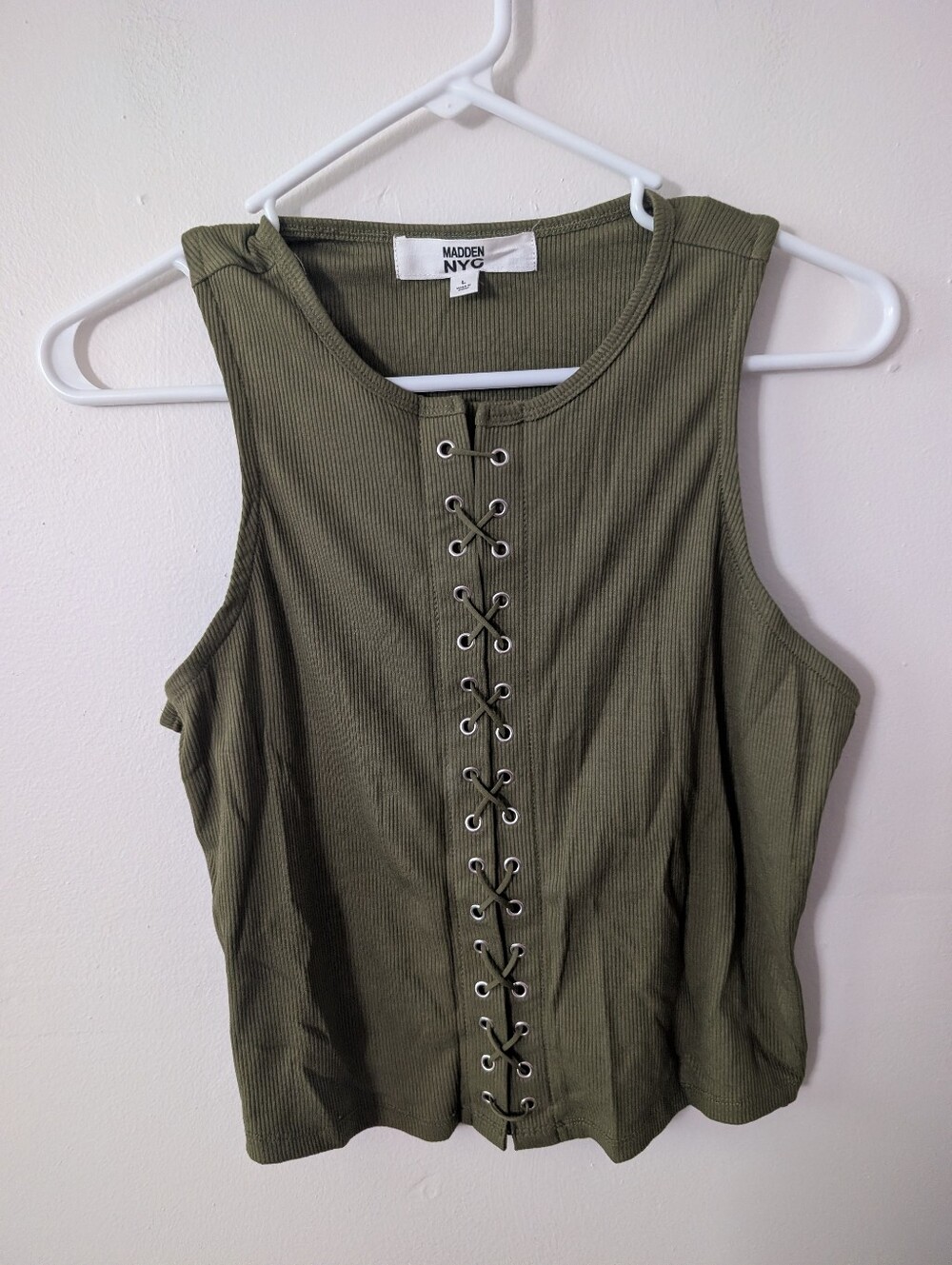 Madden NYC Olive Green Cropped Tank Top